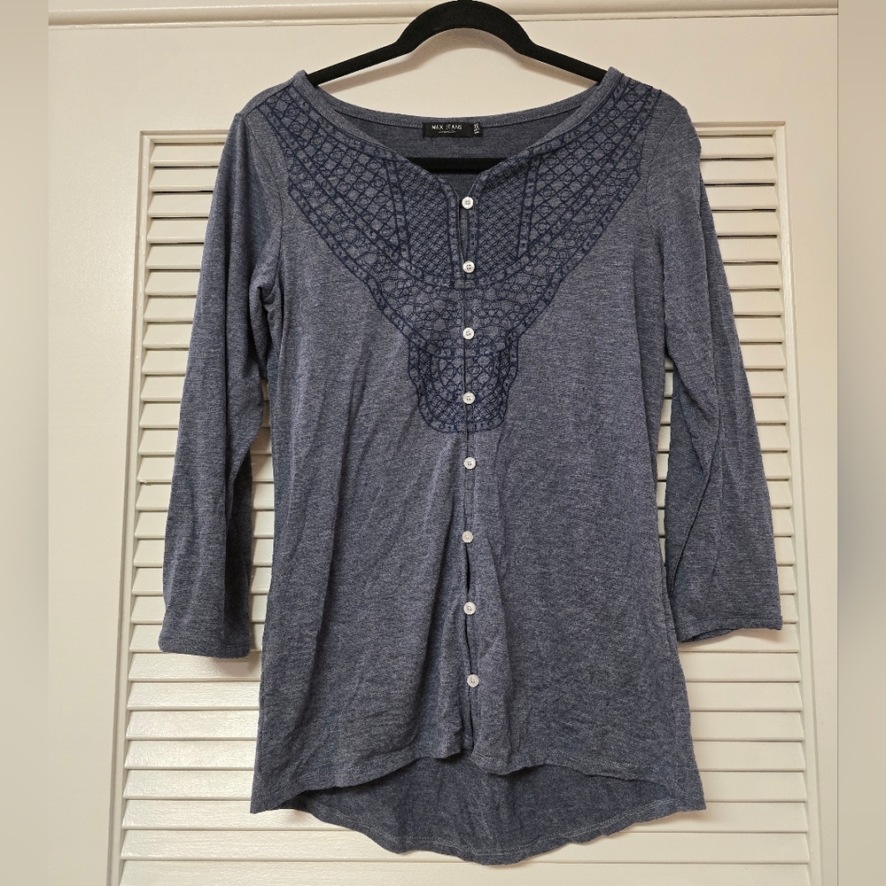 Max Jeans - Long-Sleeve Embroidered Detail Button Top
